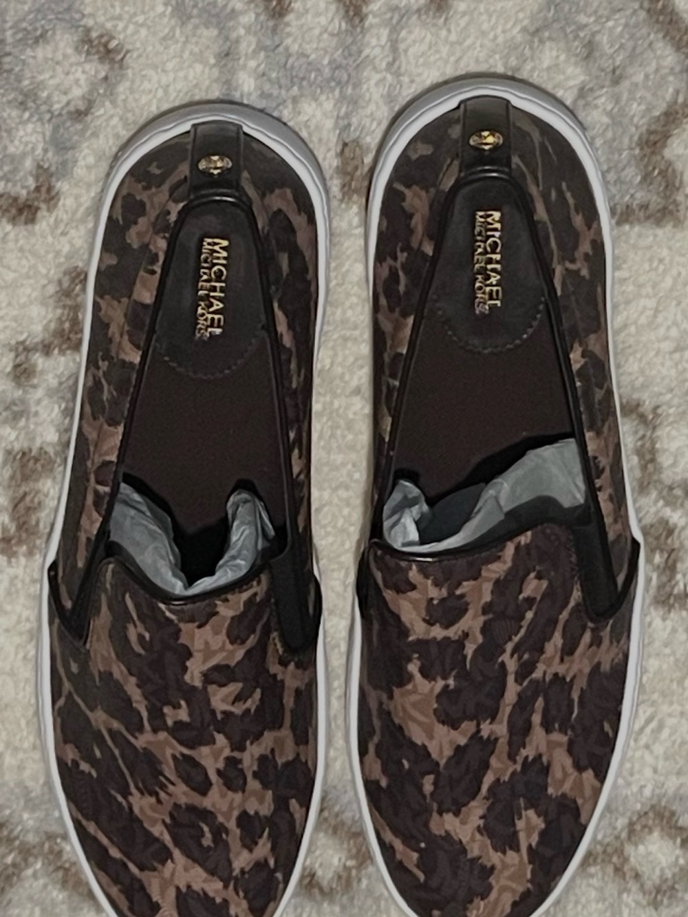 Michael Kors Brown and Black Leopard-Print Slip-On Sneakers
